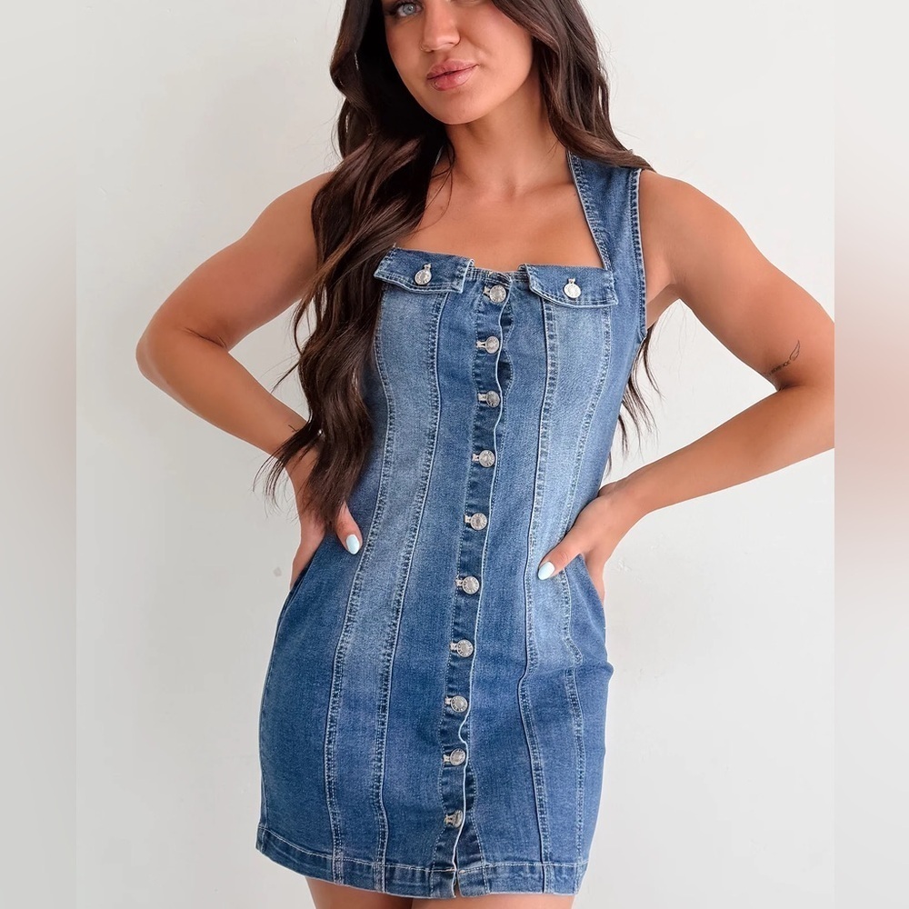 Lovetree Denim Mini Dress - S